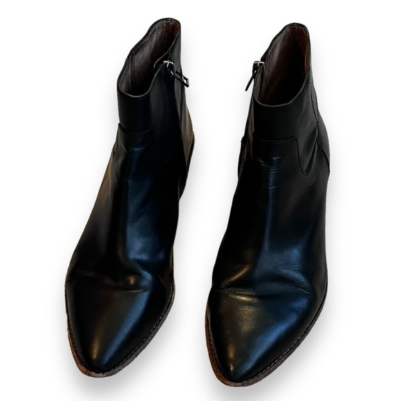 Madewell Charley Ankle Boots Pointed Side Zip Low Heel Black Leather SZ 9 K5307 - Picture 4 of 12